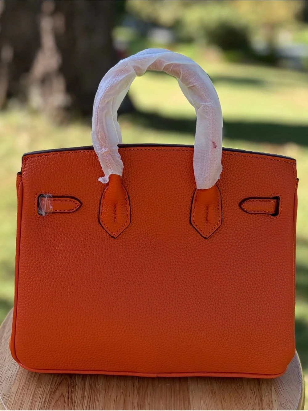 25cm Orange Real Leather Hand/Shoulder/Crossbody bag with Gold Hardware